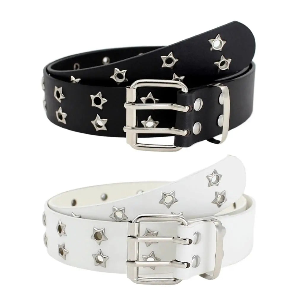 Leather Belt Y2K Punk Rivet Studded Waist Strap for Women Jeans Gothic