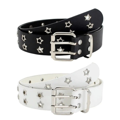 Leather Belt Y2K Punk Rivet Studded Waist Strap for Women Jeans Gothic