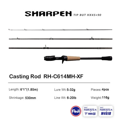 PURELURE SHARPEN Travel Rod XF/MF Action Spinning Casting Rod w/ FUJI Parts