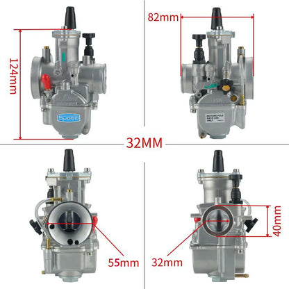 KOSO OKO 24/26/28/30/32/34mm Blue Bowl 2T/4T Universal Keihin PWK Racing Carburetor w/ FreeJet Set for Scooter ATV Dirt Bike