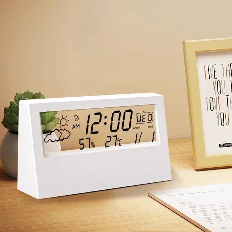 Digital Temperature Clock LED Display Weather Humidity Alarm Desktop