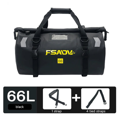 Carbon Black Motorcycle Tail Bag Waterproof 40L 66L Luggage Seat Travel Backpack
