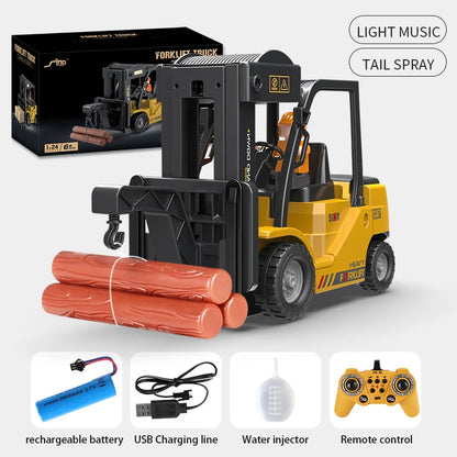 2.4Ghz Remote Control Car Rc Forklift Truck Engineering Vehicles Cranes Liftable Spray Simulated Sound Toys For Children's Gifts-EXPROTAS