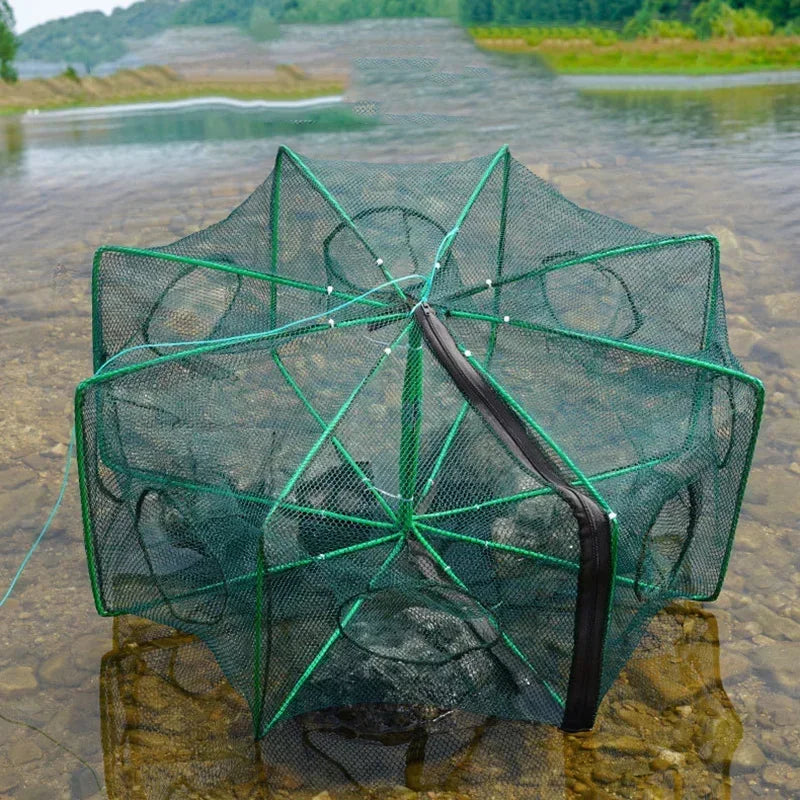 Fishing Net Crayfish Trap Folding Mesh Cage Crab Shrimp Catcher