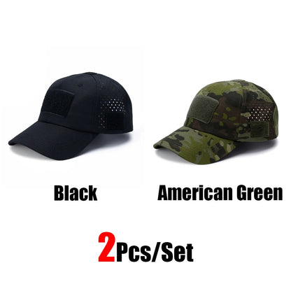 2Pcs Camouflage Baseball Cap Breathable Sun Hat Outdoor Hunting Fishing