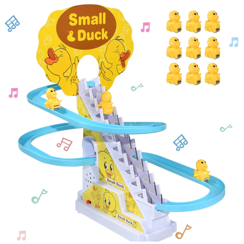 Electric Duck Roller Coaster Light Racing Track Toy for Kids Climbing Stairs