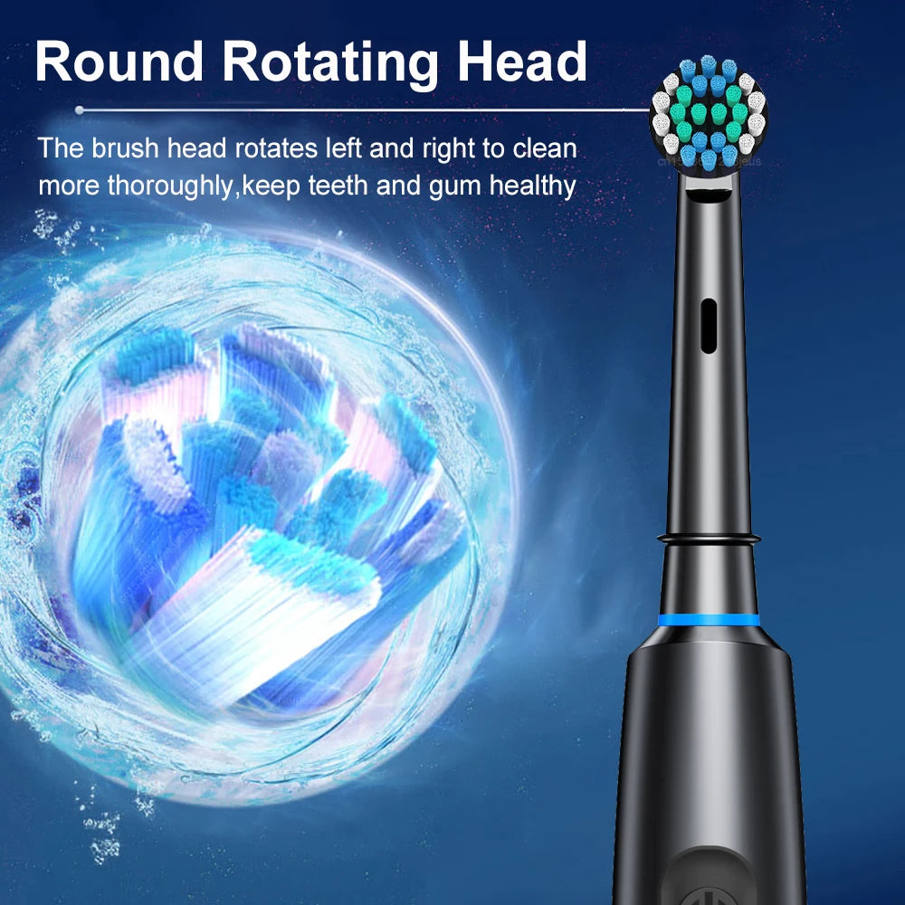 Electric Toothbrush Rechargeable Brush Rotating 8 Heads USB Timer Adults