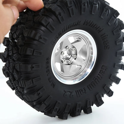 2.2 RC Crawler Tires & Metal Beadlock Wheels 4pcs for 1/10 1/8 SCX10 TRX4