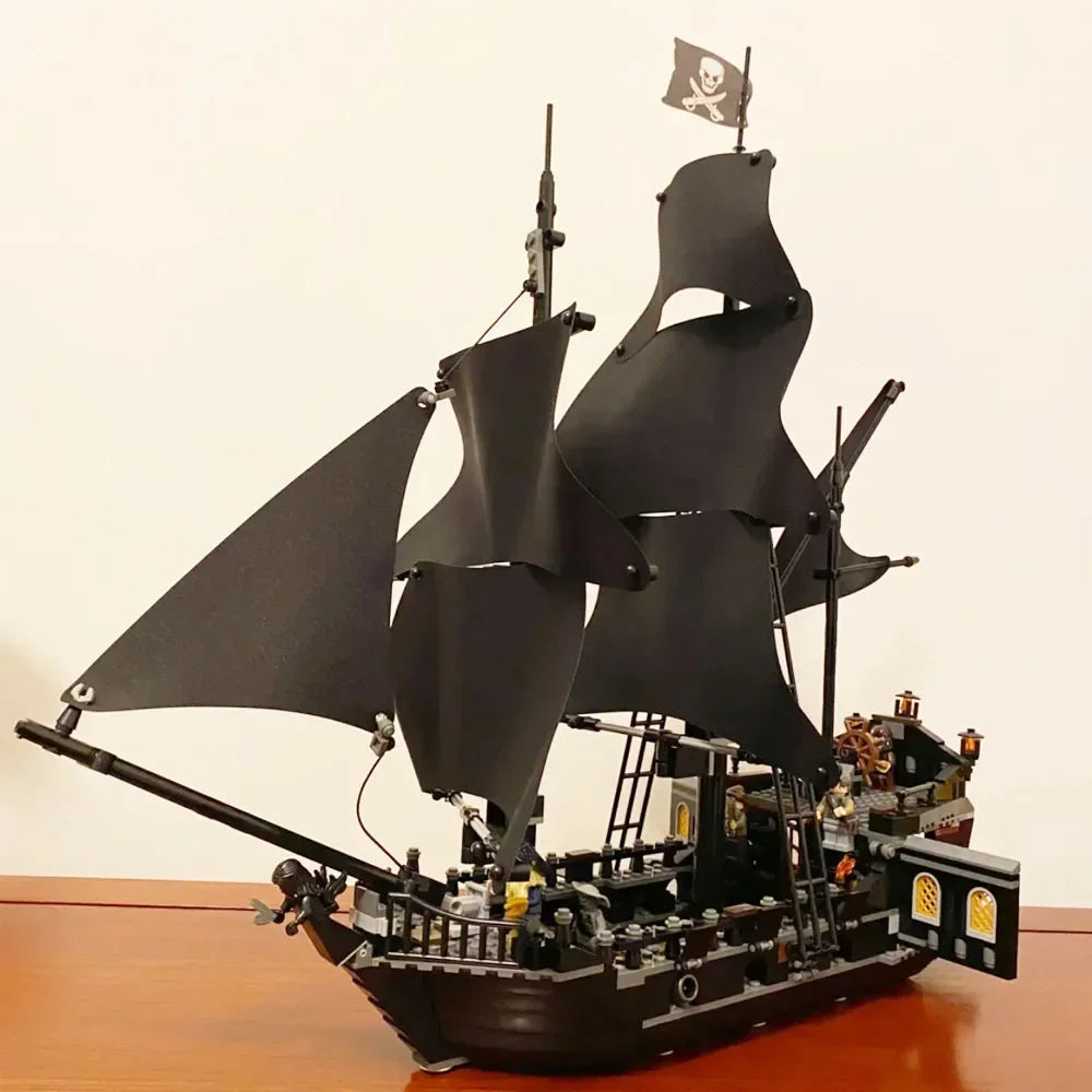 Pirates Black Pearl Ship Building Blocks 1:1 Caribbean Adventure Boat Model Toy Gift