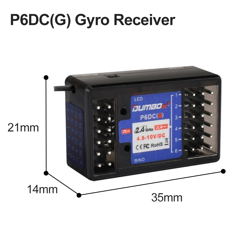 Dumborc 2.4GHz Receiver for RC Car Boat with Gyro P6DC P6F P4FM P10F