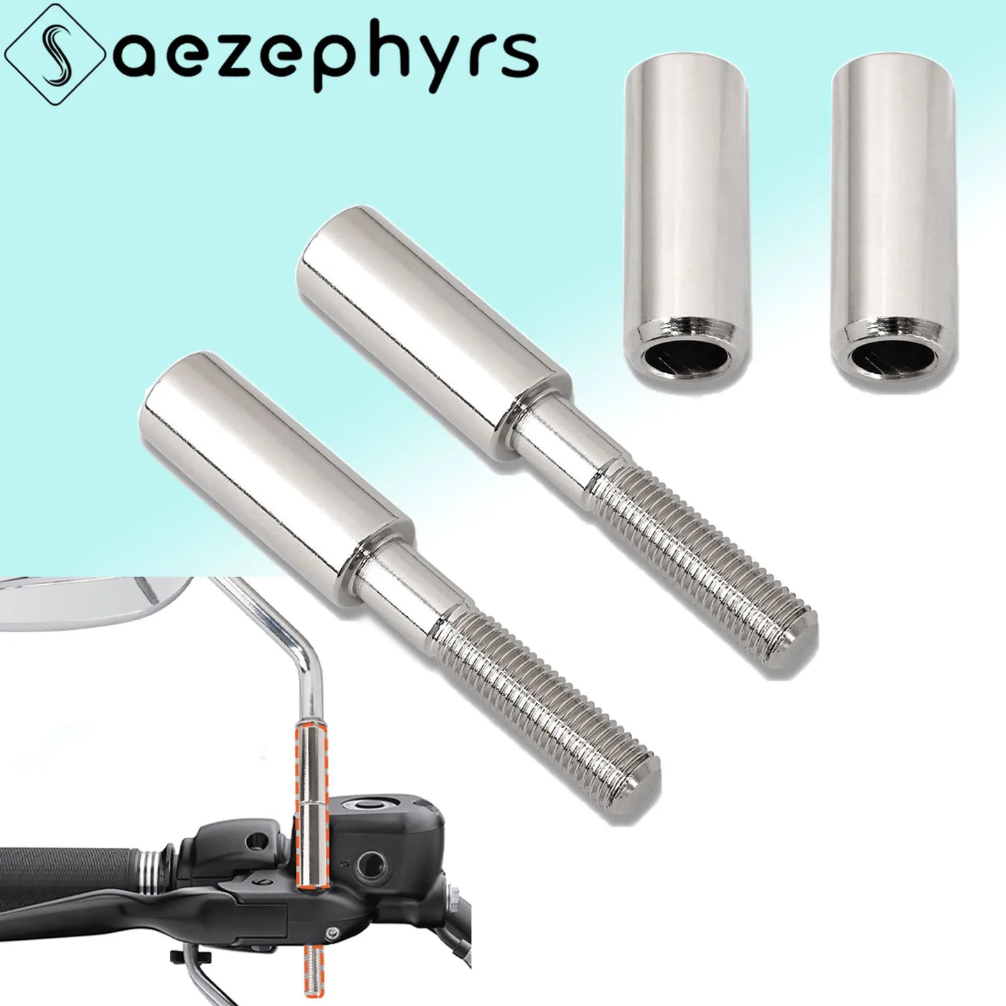 Chrome Rear View Mirror Extension Adapter for Harley Motorcycles 883