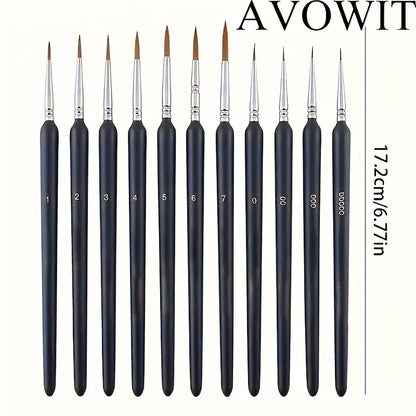 11pcs Detail Brush Set Micro Fine Art Brushes for Painting Miniature Models
