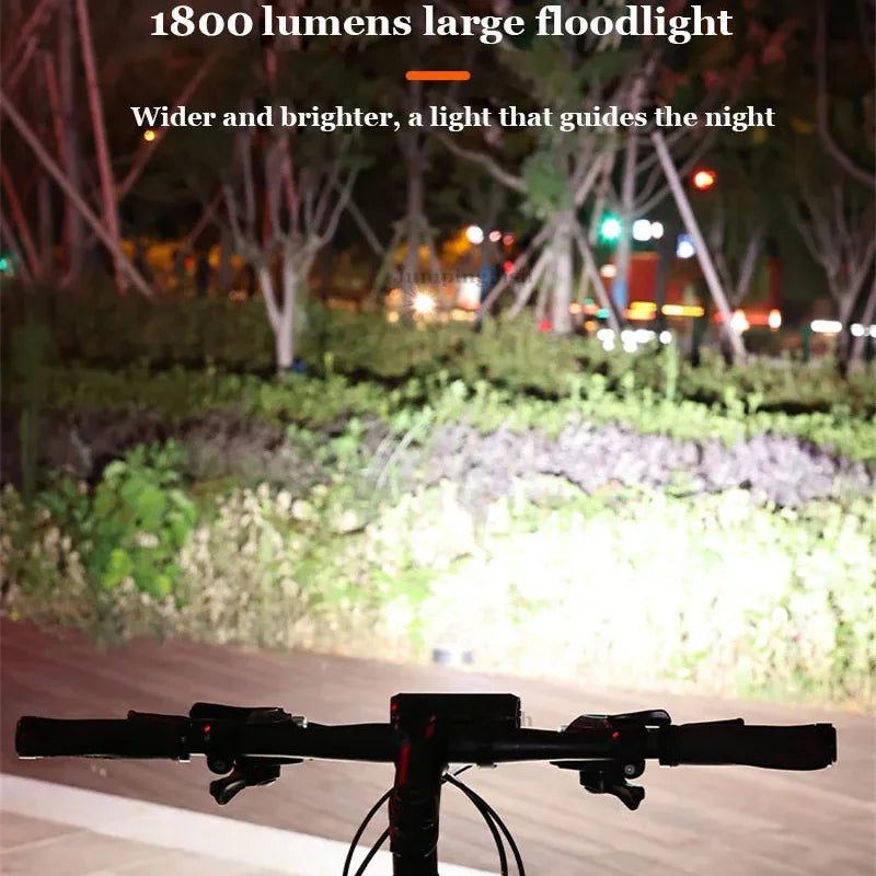 Rechargeable Bike Light 1800LM USB LED Front Rear Waterproof Ebike Lamp