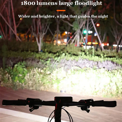 Rechargeable Bike Light 1800LM USB LED Front Rear Waterproof Ebike Lamp