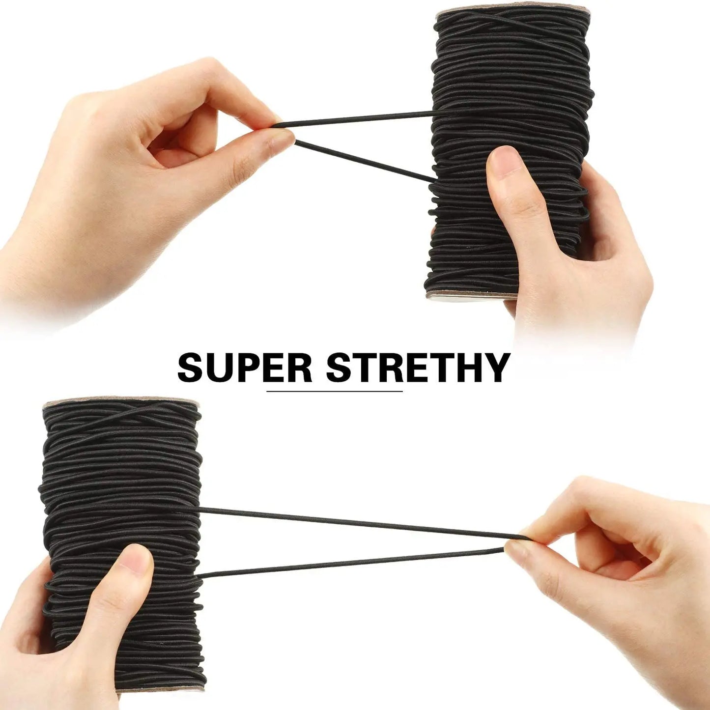 1–5MM Strong Elastic Rope White/Black Rubber Band for DIY Sewing Craft