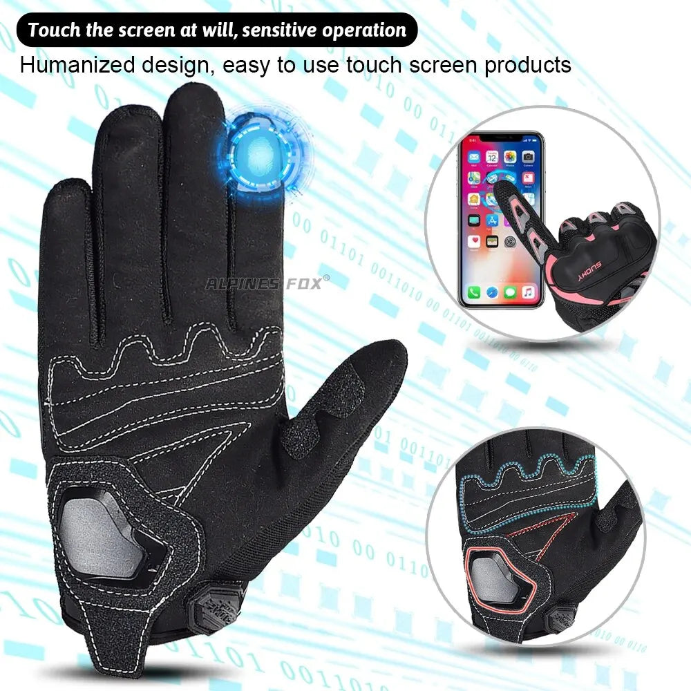 Suomy Mesh Motorcycle Gloves Summer Breathable Touch Screen Riding Gloves Unisex