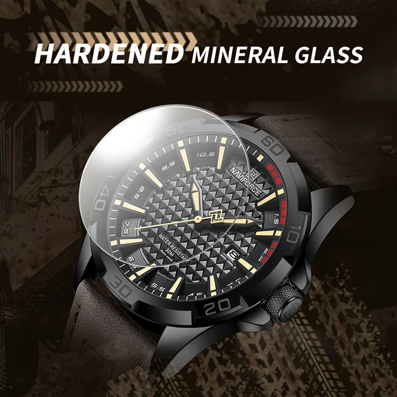 NAVIFORCE Men Casual Sport Military Quartz Calendar Wrist Watch for Man Business Leather Waterproof Male Clock Relogio Masculino-EXPROTAS