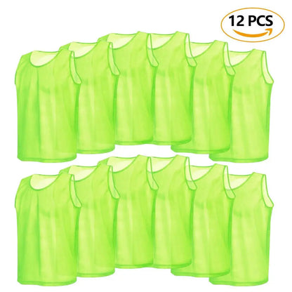 12PCS Soccer Training Vests Kids Breathable Mesh Practice Sports Team Jerseys