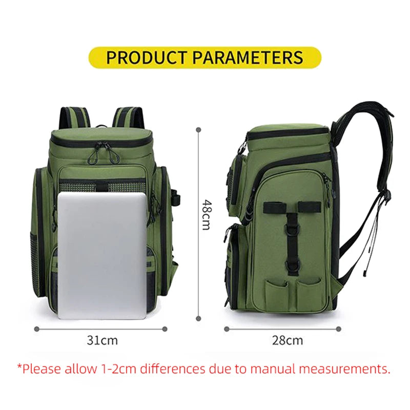 50L Fishing Bag with Rod Holders Chest Bag Fish Tackle Lure Organizer Storage Backpack Outdoor Camping Hiking Large Bagpack-EXPROTAS
