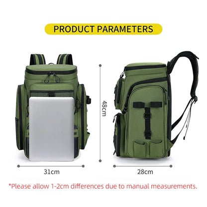 50L Fishing Bag with Rod Holders Chest Bag Fish Tackle Lure Organizer Storage Backpack Outdoor Camping Hiking Large Bagpack-EXPROTAS