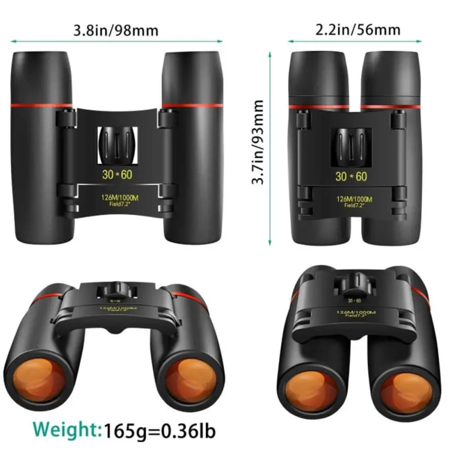 30x60 Foldable Binoculars Waterproof Portable Camping Hiking Hunting Concerts