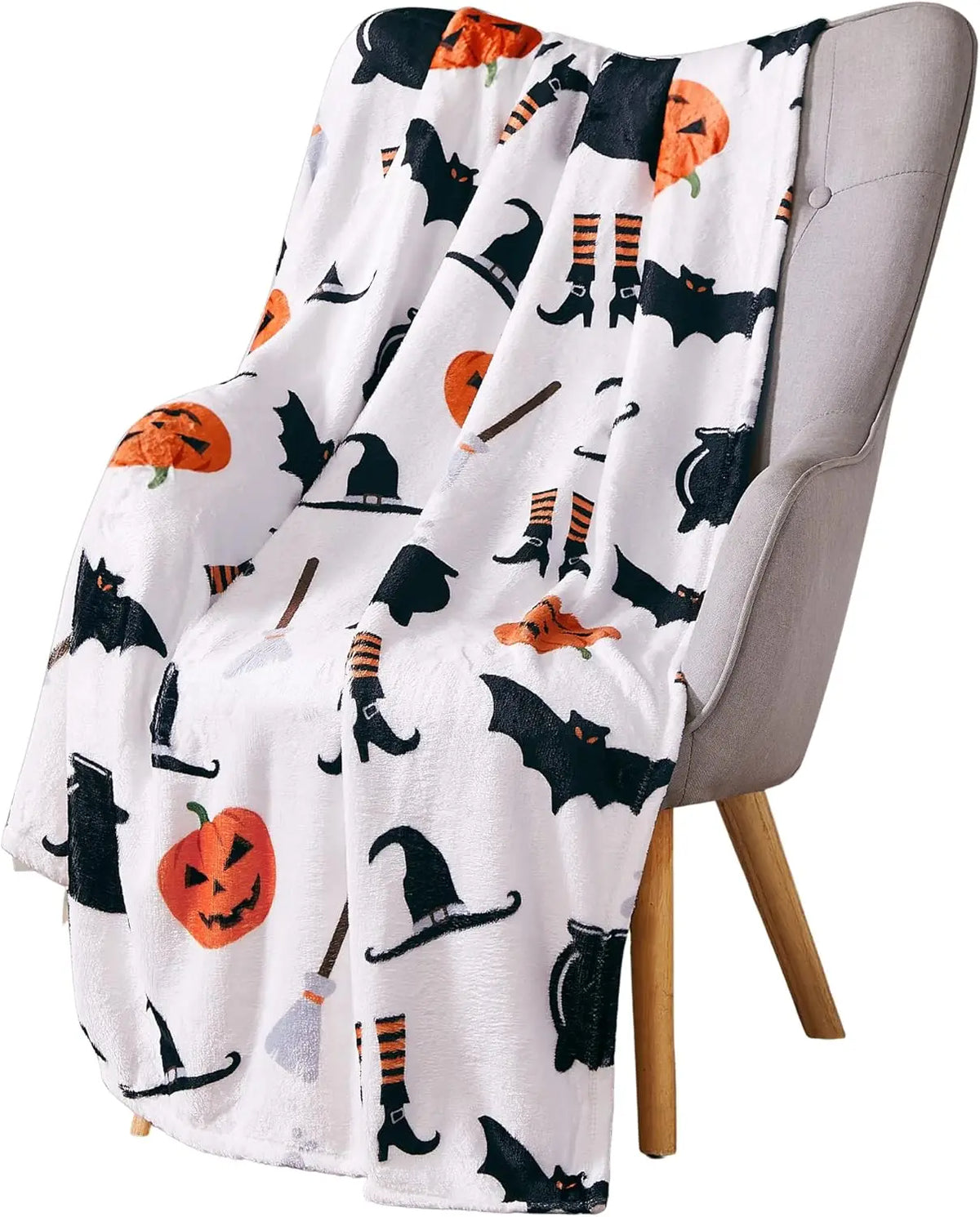 1PC Black Bat Fleece Blanket Soft Halloween Flying Bats Gift