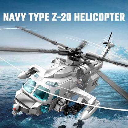 SEMBO Z-20 Navy Helicopter Building Blocks 862pcs Armed Aircraft Model Bricks Toy Gift