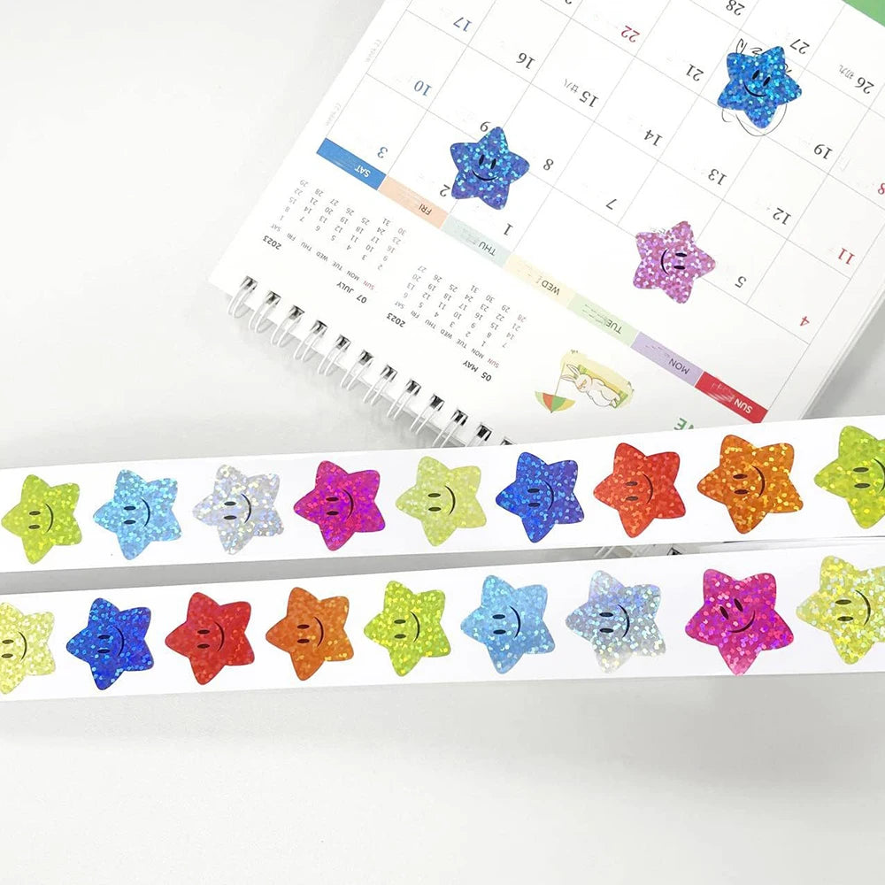 500Pcs Holographic Star Stickers Reward Labels School Teacher Kids