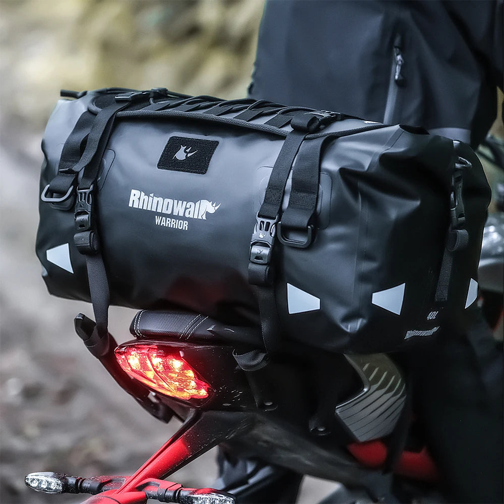 Rhinowalk Motorcycle Saddle Bag 20/40/65L Waterproof Tail Seat Luggage MOLLE
