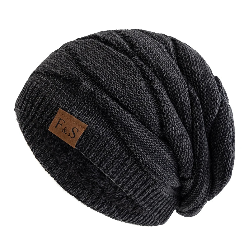 New Unisex Slouchy Winter Hat Fleece Lined Beanie Men Women Mixed Color Knit Cap - EXPROTAS