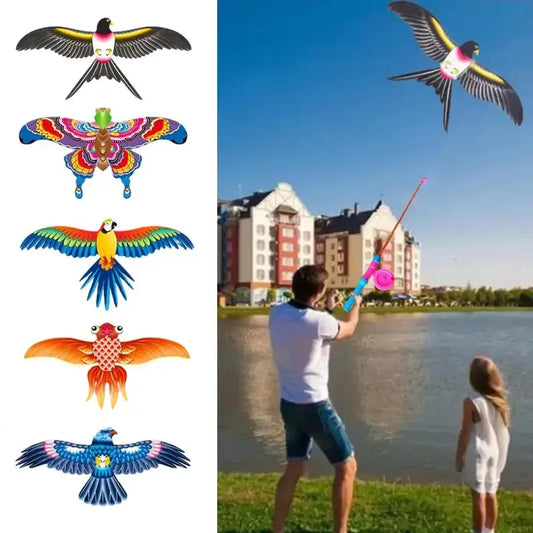 Fishing Rod Kites for Kids Family Outdoor Dynamic Flying Toy 1Pc 50m