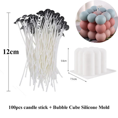 Candle Wicks Pre Waxed with Sustainers Long Tabbed for Craft Making 100pcs