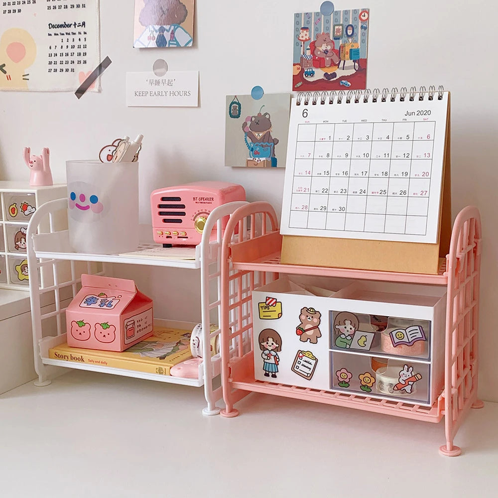 Desktop Stationery Rack Organizer Multi-Functional Plastic Shelf Makeup Holder