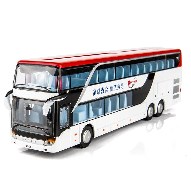 1:32 Scale Alloy Double Decker Bus Toy Model Sightseeing Sound Light