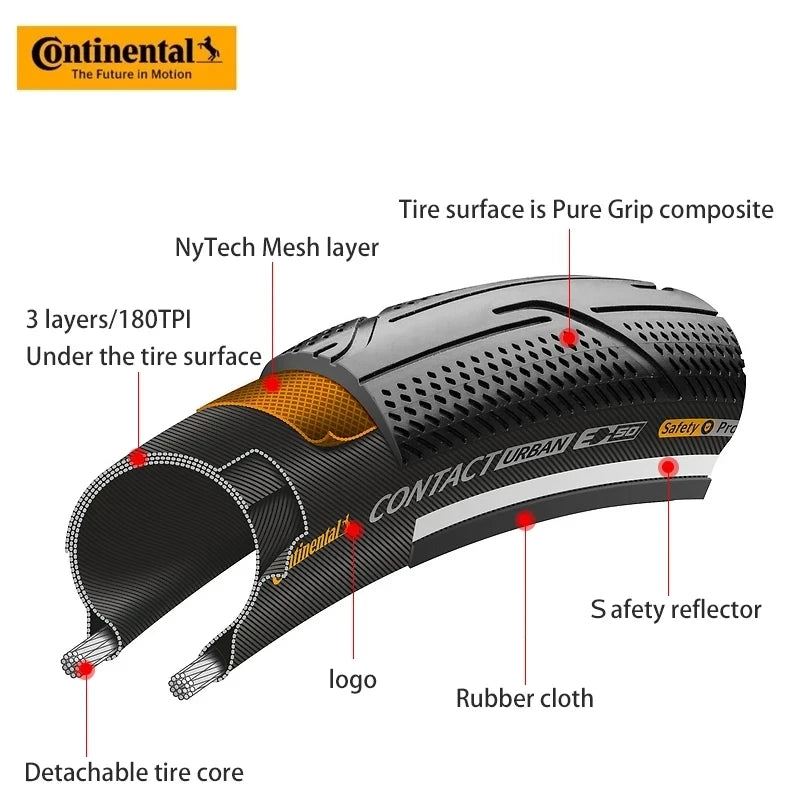 Continental Contact Urban Tyre 16/20 Inch Wire Bead Reflective BMX Folding Bike
