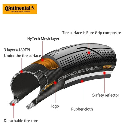 Continental Contact Urban Tyre 16/20 Inch Wire Bead Reflective BMX Folding Bike
