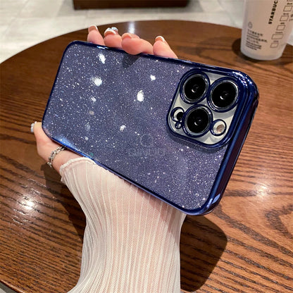 Square Glitter Plating Case for iPhone 11-16 Pro Max Mini XR XS Clear Cover