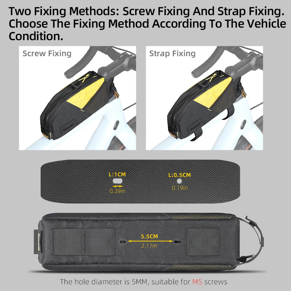Rhinowalk Bike Top Tube Bag Screw Or Strap Fixing Water-Resistant  For Mtb&Road Bike Won't Touch Leg With Phone Fixing Strap