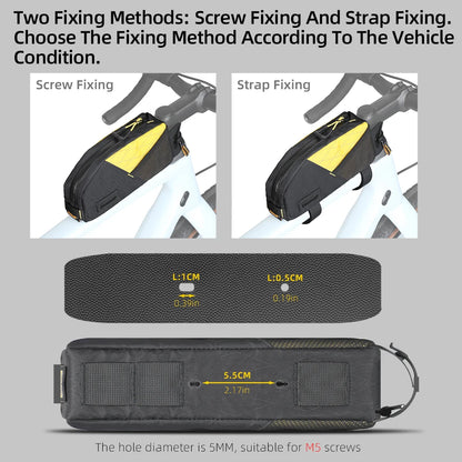 Rhinowalk Bike Top Tube Bag Screw Or Strap Fixing Water-Resistant  For Mtb&Road Bike Won't Touch Leg With Phone Fixing Strap