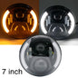 7" LED Headlight w/ DRL Angel Eyes for Harley Honda Yamaha Jeep H4