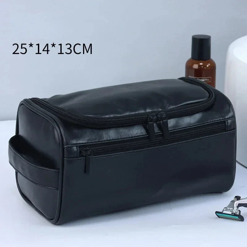 Leather Toiletry Bag Men Women Dopp Travel Hanging Large Cosmetic Wash Bags