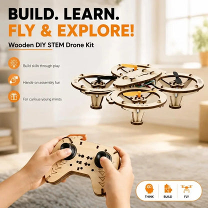 Wooden Drone Toy Remote Quadcopter STEM Educational 360 Degree Flipping
