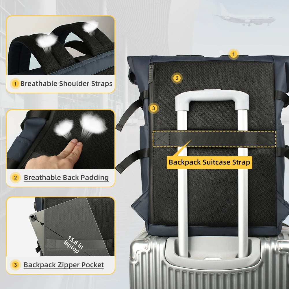 USB Port Backpack Men Large Capacity Waterproof 15.6 Inch Travel Bag