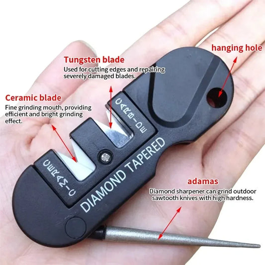 4-in-1 Tungsten Ceramic Carbide Knife Sharpener Portable Outdoor Camp Tool