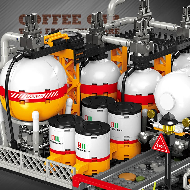 City Street View Industrial Factory Building Blocks Oil Pump MOC Plant Model Toy Gift