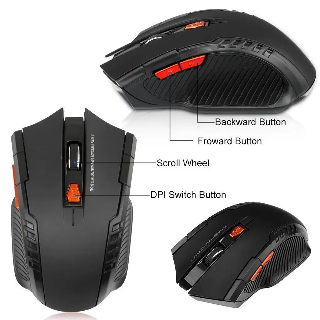 Wireless Mouse 1600DPI USB Optical Gaming Mice for PC Laptop Accessories