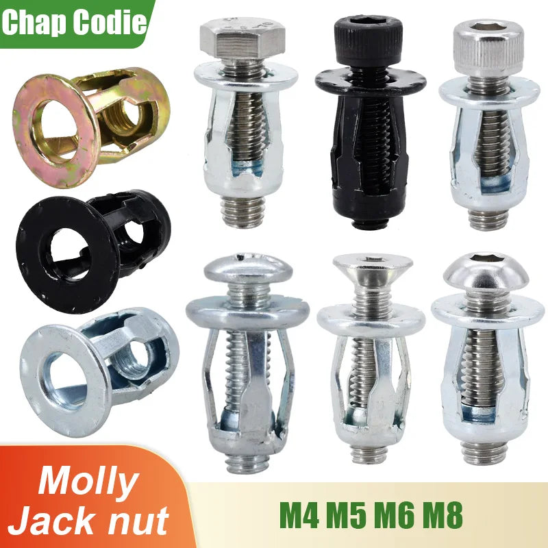 M4 M5 M6 Petal Shape Expansion Rivet Nuts Metal Jack Nut Screw Kit 30Pcs