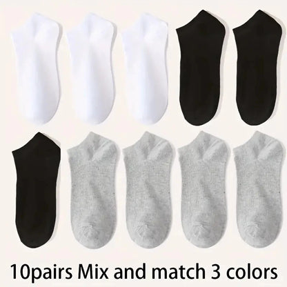 5/10-Pack Unisex Comfort-Fit Ankle Socks Lightweight Breathable Sports Wear