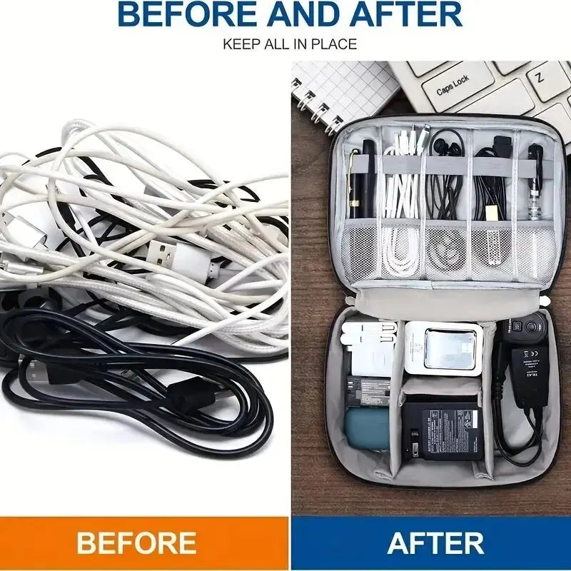 Digital Electronic Organizer Waterproof Portable USB Cable Storage Bag