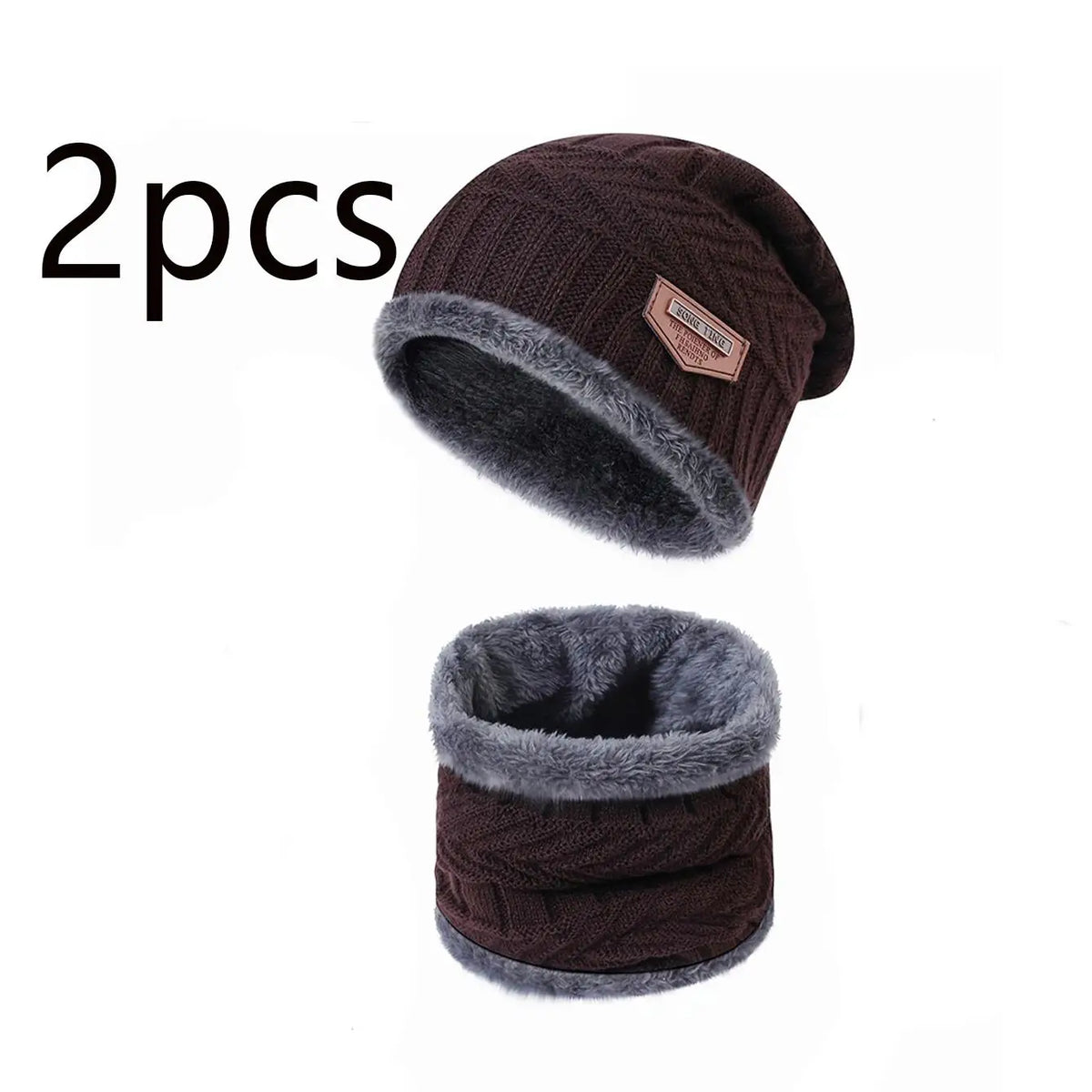 Men Women Beanie Winter Hat Scarf Gloves Thick Warm Knit Cap Set